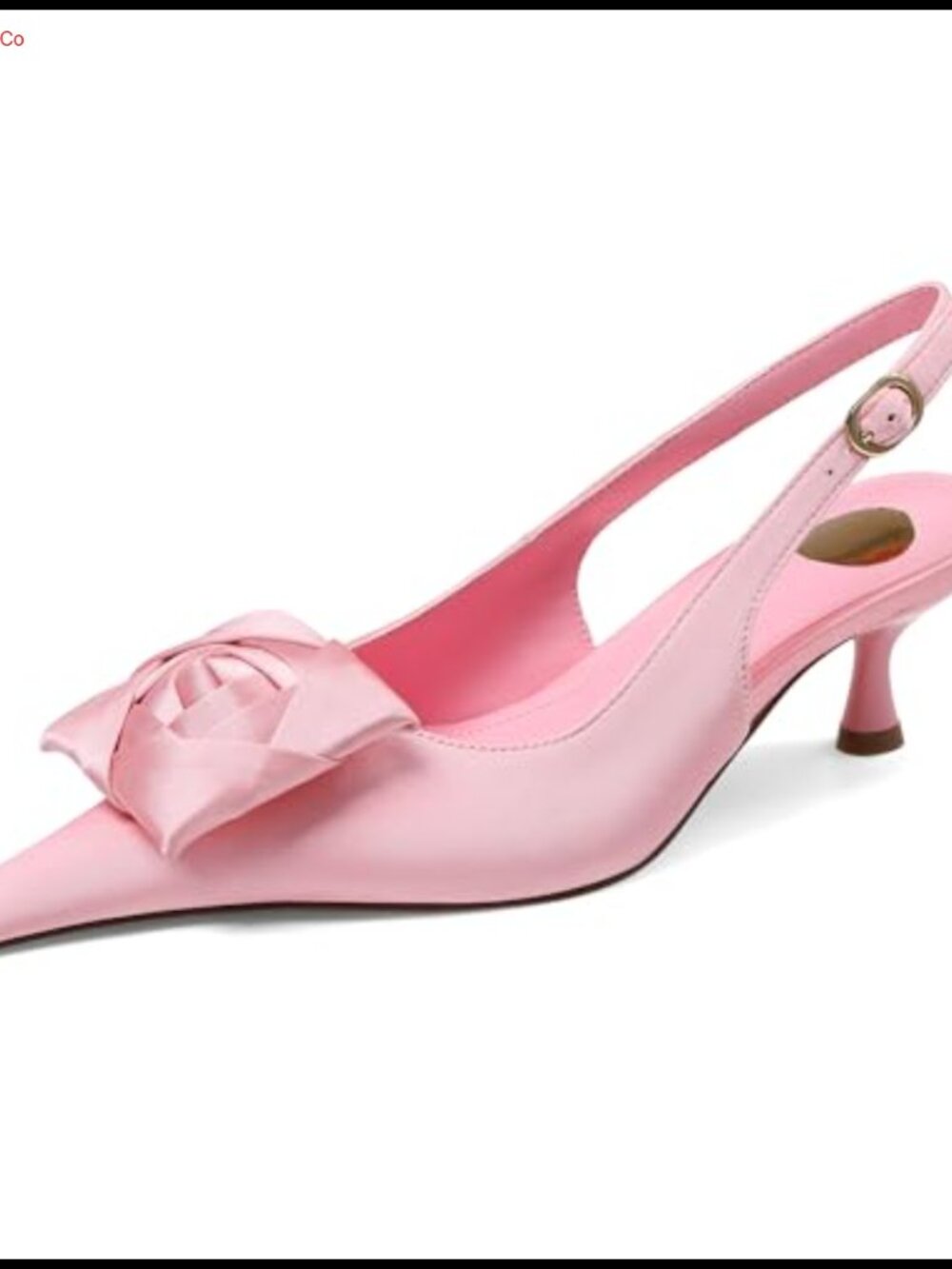 Satin Floral Slingback Kitten Heels Pointed Toe Pumps Dressy